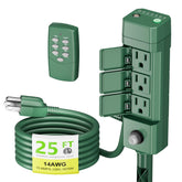 BN-LINK front view of outdoor power stake showing six outlets and cord, convenient control