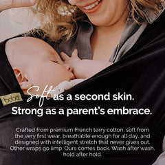 Boba wrap worn showing even shoulder weight distribution and comfort