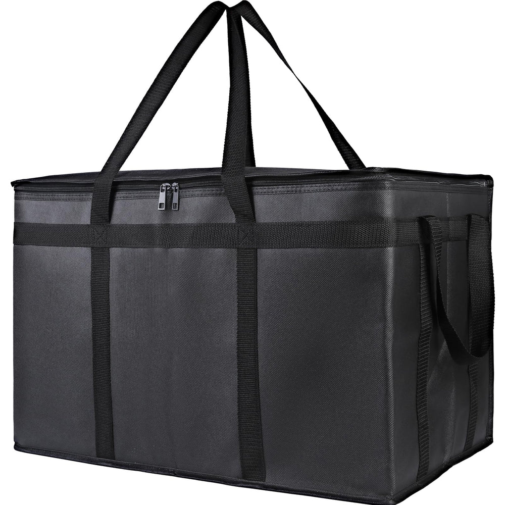 Bodaon front view of black bag showing professional delivery-ready look and large capacity
