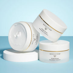 BODY FIRM applied to décolleté highlighting firming benefit and non-greasy finish