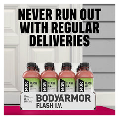 BODYARMOR Flash I.V. grape held in hand showing 20 fl oz scale