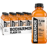 BODYARMOR Flash I.V. front packaging showing orange bottles and brand clarity