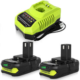 Boetpcr front view of two batteries and charger showing kit reliability