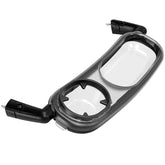 Boffinby tray front view installed on UPPAbaby showing tidy snack surface and convenience