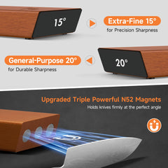 BOGONI magnetic angle guides set to 15° and 20° for precise blade alignment