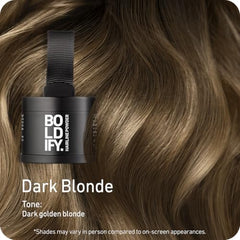 Boldify compact opened to reveal pressed Dark Blonde powder for precise touch-ups