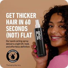 Boldify spray action close-up capturing fine mist for even coverage