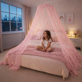 bollepo front view canopy showing full pink drape and elegant silhouette benefits cozy ambience