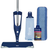 Bona front view spray mop showing ergonomic design and quick-clean benefit