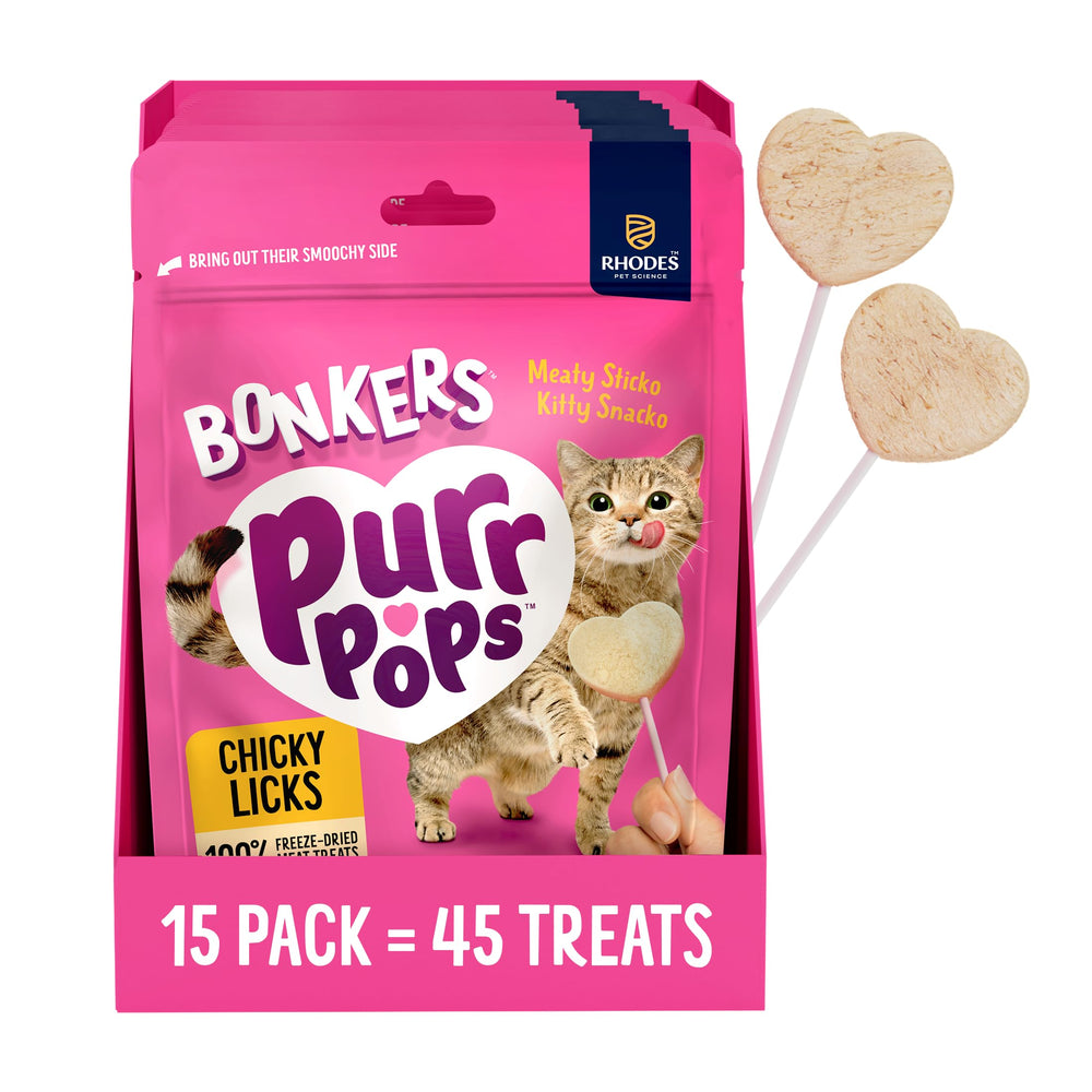 Bonkers Purrpops front pack showing product identity and easy grab convenience