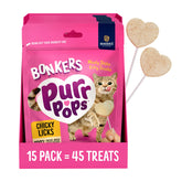Bonkers Purrpops front pack showing product identity and easy grab convenience