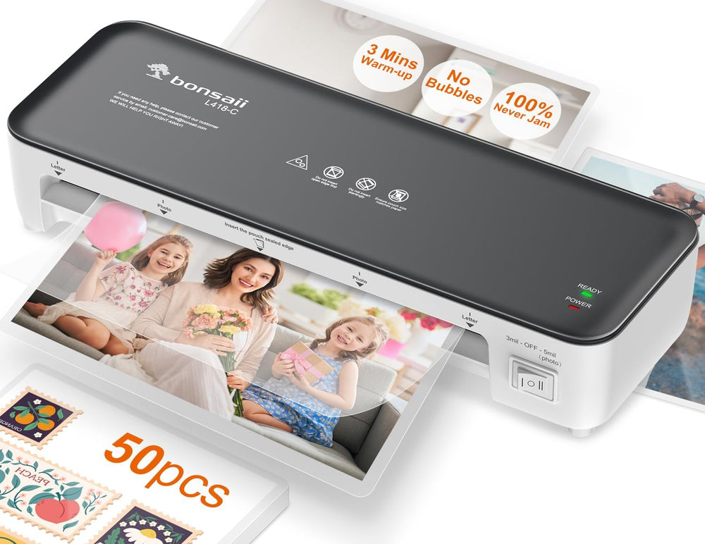 bonsaii front view of compact laminator showing sleek profile and reliable protection
