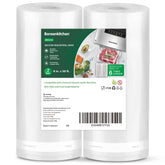 Bonsenkitchen front packaging showing two 8x50' vacuum sealer rolls, clear space-saving benefit