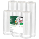 Bonsenkitchen front packaging showing six vacuum sealer rolls and labeling benefits