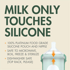 Boon Nursh assembled bottle held in hand showing 8 oz scale for portion planning