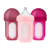 Boon Nursh front packaging pink showing three bottles and clear benefits