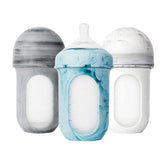 Boon Nursh tie-dye front packaging showing three 8 oz bottles, easy prep benefit
