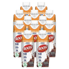 BOOST front packaging showing chocolate bottle and label, quick calorie boost