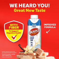 BOOST plus closeup of nutrition facts label for clear ingredient view