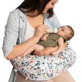Boppy nursing pillow front view showing shape and cozy cover for feeding comfort