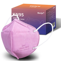 Borje hot pink KN95 front view showing mask shape and bright color benefit