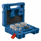 Bosch HBT15M open case showing organized saws and arbors, professional convenience
