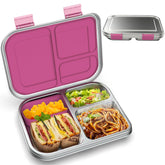 BOSEDSANG front view showing pink stainless steel bento, highlights compact portability