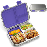 BOSEDSANG front view of purple bento box showing compact design and secure locks