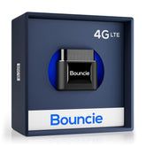 Bouncie front view showing device LED and compact design for easy installation
