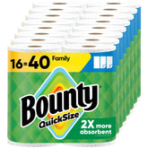 Bounty front packaging showing 16 family rolls and bulk value
