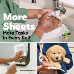Bounty roll size comparison showing family roll lasts longer benefit