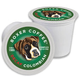 Boxer Coffee front packaging showing 48ct recyclable box and product benefits