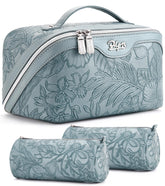 BOYATU front view of floral makeup bag showing compact organized design
