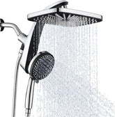 BOZYBO chrome rain shower front view showing wide coverage benefit