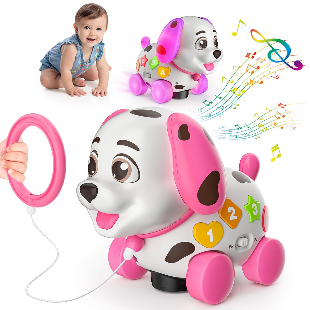 BQU puppy front packaging showing colorful box and toy inside, great gift appeal