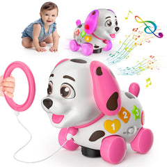 BQU puppy front packaging showing colorful box and toy inside, great gift appeal