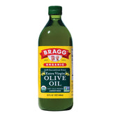 Bragg bottle front view showing organic extra virgin olive oil benefits