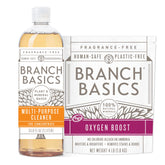 Branch Basics concentrate front label showing product benefits and refill purpose