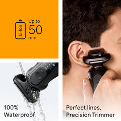 Braun Series 5 side profile highlighting flexible Aquaflex blades for contouring