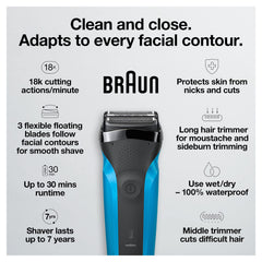 Braun Series 3 super thin head close-up showing design that accesses tight spots