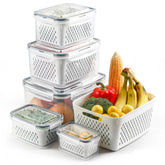 BreezyHome front view of five containers showing organized fridge storage benefit