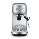 Breville Bambino front view showing compact brushed stainless design and easy access