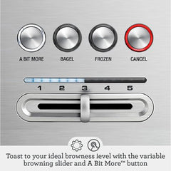Breville control panel and LED indicator delivering precise browning feedback and easy use