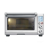 Breville BOV845BSS front view showing brushed stainless finish and LCD controls, reliable countertop performance