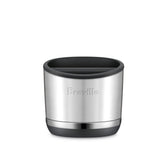 Breville knock box 10 front view showing brushed stainless finish and sleek profile, adds organized look