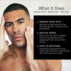 Brickell Men's Products pouring scrub onto a hand to show easy application and creamy feel