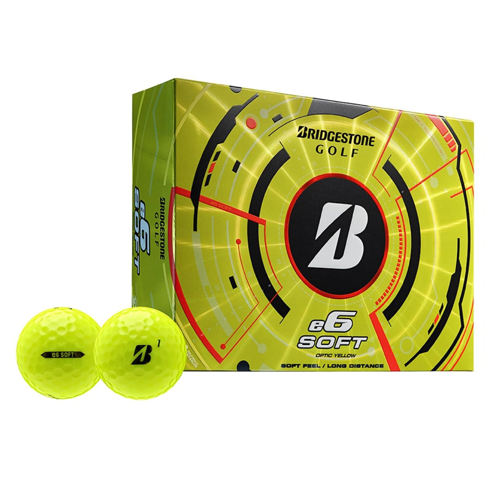 Bridgestone e6 Soft Yellow front packaging showing bright color and branding benefits visibility