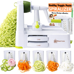 Brieftons front view showing compact white spiralizer for easy healthy meals