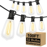 Brightever front packaging showing 100ft string lights and clear product benefits