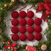 Brightown red velvet ornaments front view showing elegant set benefit